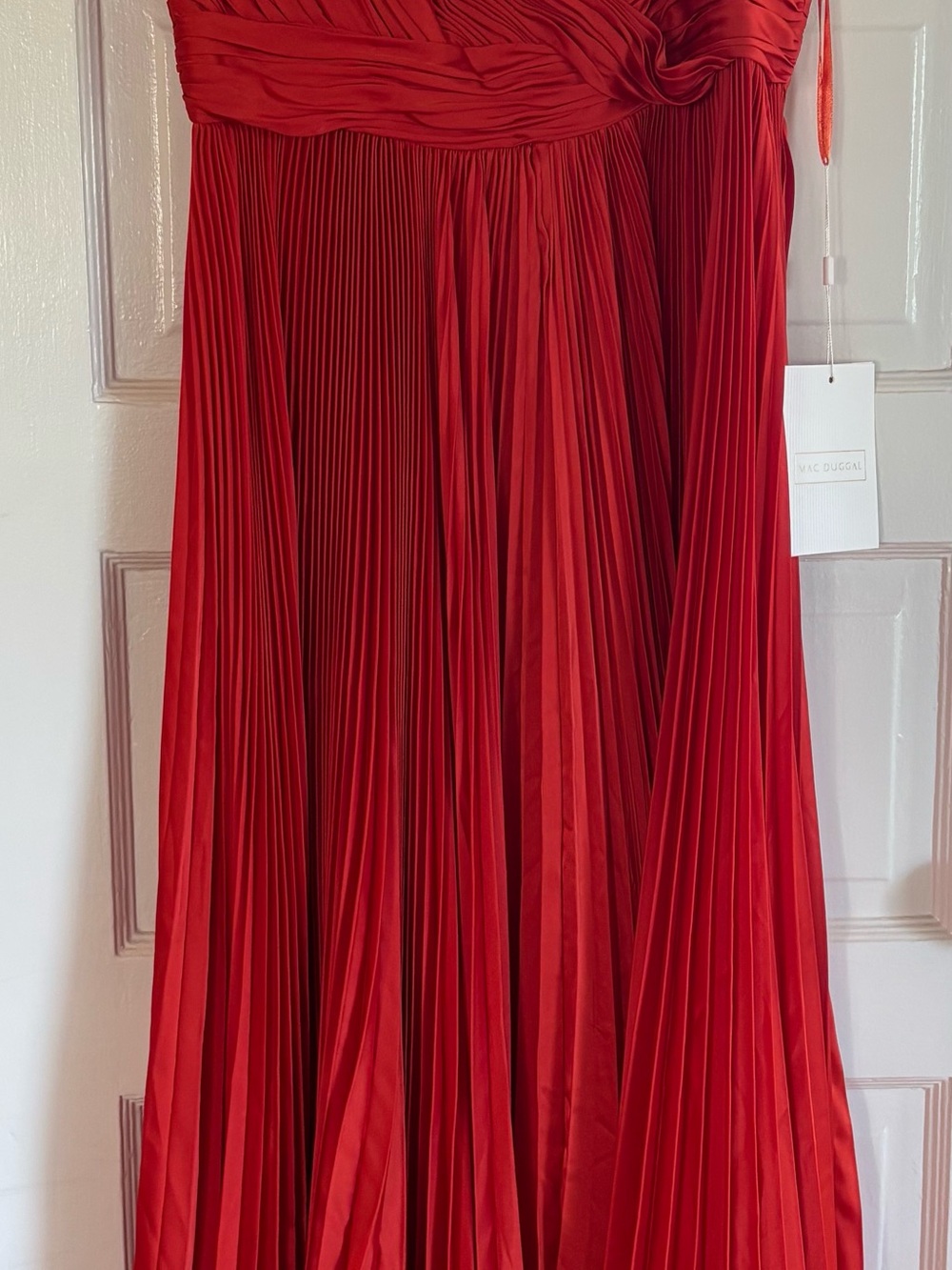 Mac Duggal Orange Pleated Dress NWT